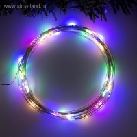 Гирлянда «Нить» 5 м роса, IP20, серебристая нить, 50 LED, 2 режима, батарейки AAх3 (нет в комплекте), свечение мульти Гирлянда «Нить» 5 м роса, IP20, серебристая нить, 50 LED, 2 режима, батарейки AAх3 (нет в комплекте), свечение мульти