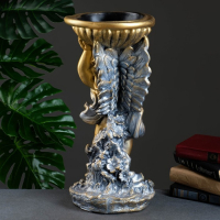 Фигурное кашпо "Ангел с чашей" бронза / серебро 0,6 л / 24х50х24см Фигурное кашпо "Ангел с чашей" бронза / серебро 0,6 л / 24х50х24см