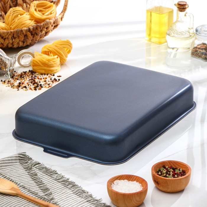 Набор противней &laquo;Лазоньера&raquo;, 3 предмета: 19&times;25 см, 23&times;30 см, 27&times;35 см, h=7 см, антипригарное покрытие, цвет синий