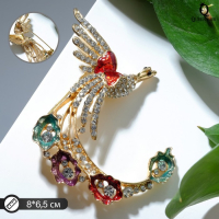 Брошь &laquo;Жар-птица с волшебным хвостом&raquo;, цветная в золоте
