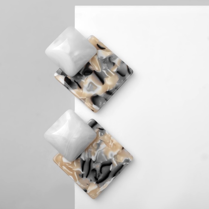 Серьги акрил &laquo;Квадрат&raquo; плоский, цветные