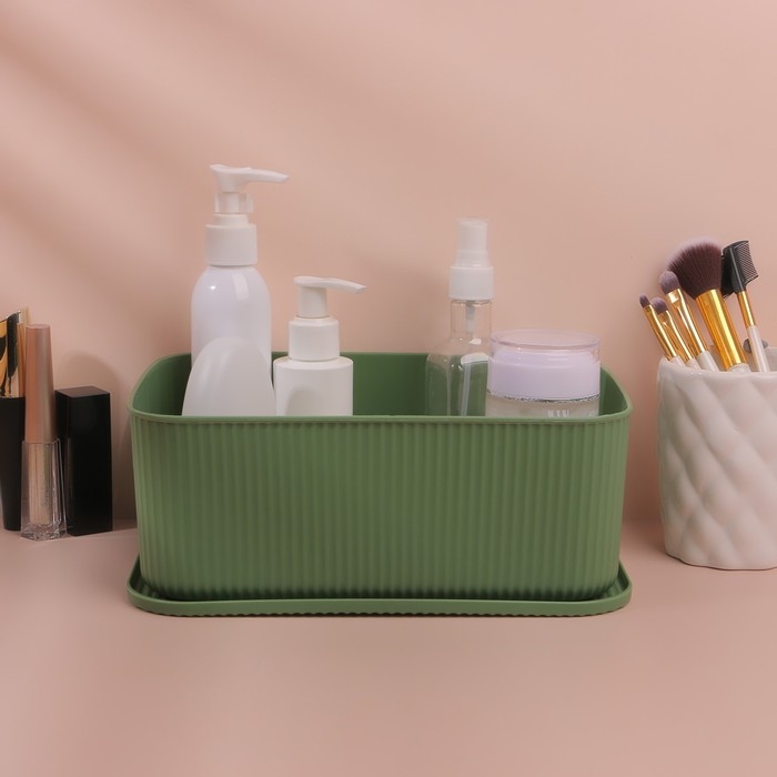 Органайзер для хранения косметических принадлежностей, с крышкой, 24 × 16,5 × 9,2 см, цвет МИКС Органайзер для хранения косметических принадлежностей, с крышкой, 24 × 16,5 × 9,2 см, цвет МИКС