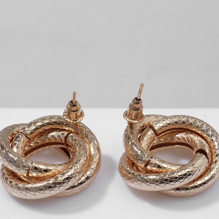 Серьги металл &laquo;Геометрия&raquo; круги переплетённые, цвет золото
