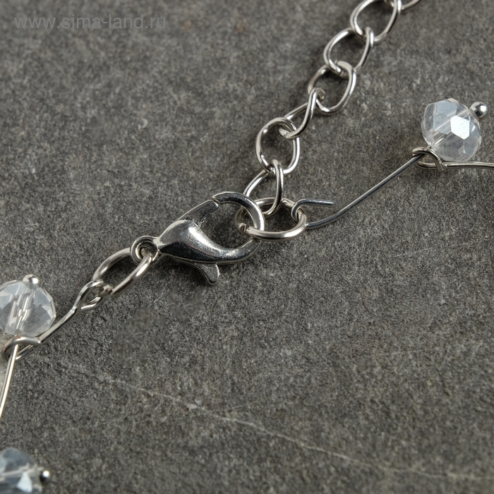 Бусы &laquo;Зигзаг&raquo; прозрачные, d=0,6, цвет белый в серебре, 30 см