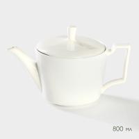 Набор фарфоровый чайный на бамбуковой подставке Доляна &laquo;Эстет&raquo;, 5 предметов: чайник 800 мл, 4 кружки 220 мл, цвет белый