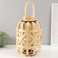 Подсвечник бамбук "Фонарик. Плетёный узор" 33х23,5х23,5 см