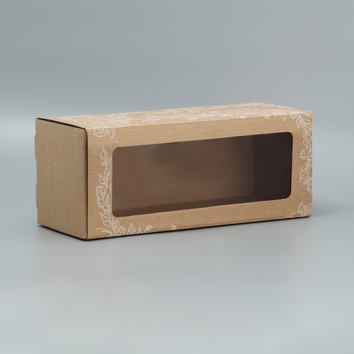 Коробка подарочная складная с PVC-окном, упаковка, &laquo;Цветы &raquo;, 14 х 35 х 14 см