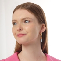 Серьги со съёмным элементом &laquo;Трансформер&raquo; крестик, цвет бело-синий в золоте