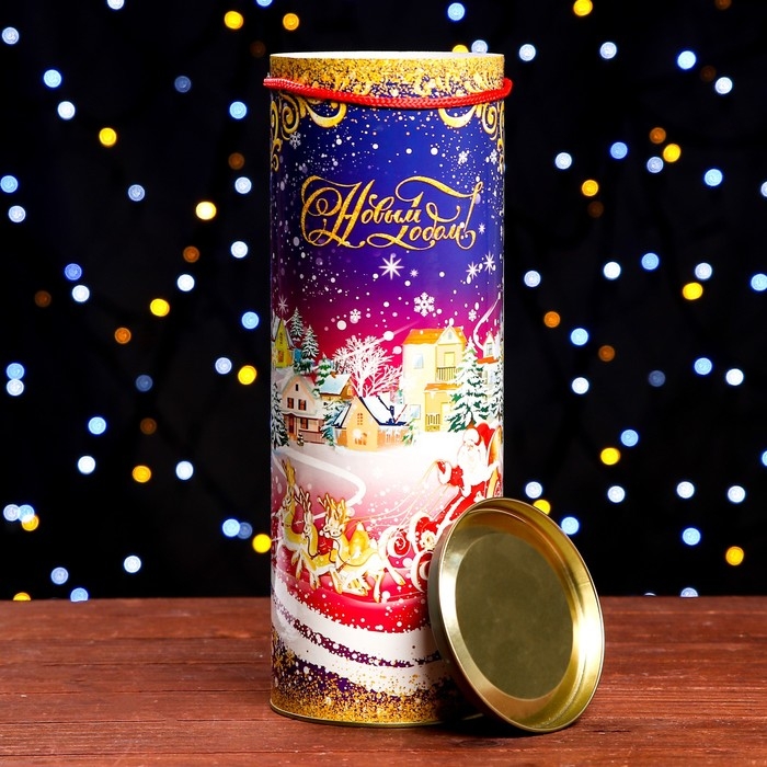 Новый год. Подарочная коробка, тубус под бутылку &laquo;Новый Год&raquo; 120х345мм (325 мм внутр. высота).