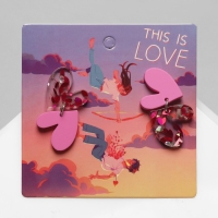 Серьги акрил &laquo;Сердце&raquo; пара, цвет розовый