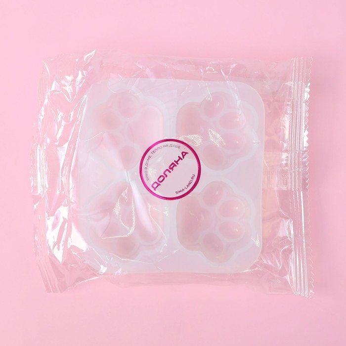 Молд Доляна &laquo;Лапки&raquo;, силикон, 9,5&times;9&times;2,5 см, ячейка 4&times;4 см, цвет белый