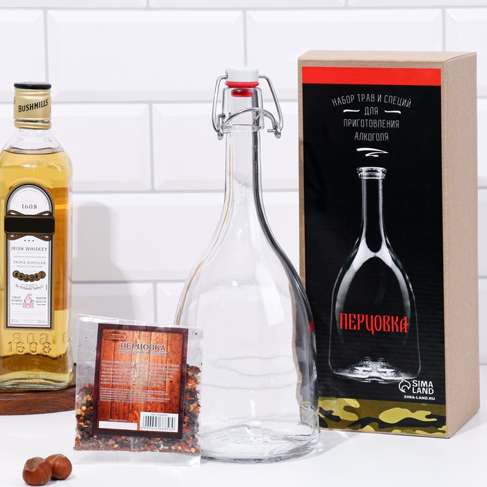 Набор для приготовления перцовки, бутылка 1 л., набор приправ Набор для приготовления перцовки, бутылка 1 л., набор приправ