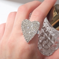 Кольцо &laquo;Лёд&raquo; сердце, цвет белый в серебре, безразмерное