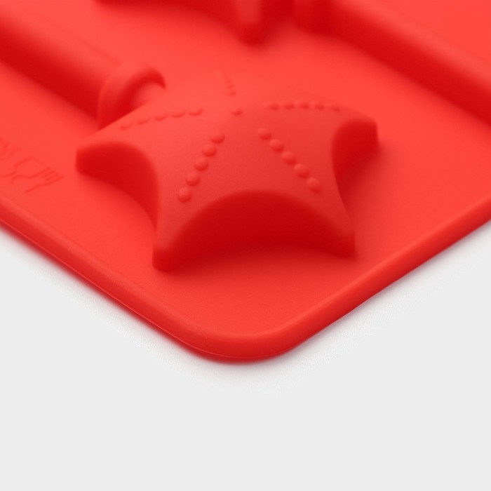 Форма для леденцов Доляна &laquo;Звездочёт&raquo;, силикон, 9,5&times;24&times;1 см, 6 ячеек (4,2&times;3,8 см), с палочками, цвет МИКС