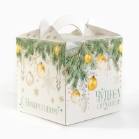 Коробка кондитерская с окном, сундук, &laquo;Уютный новый год&raquo; 20 х 20 х 20 см, Новый год