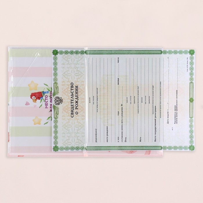 Папка под свидетельство о рождении "Весёлые зверята" жираф, А5
