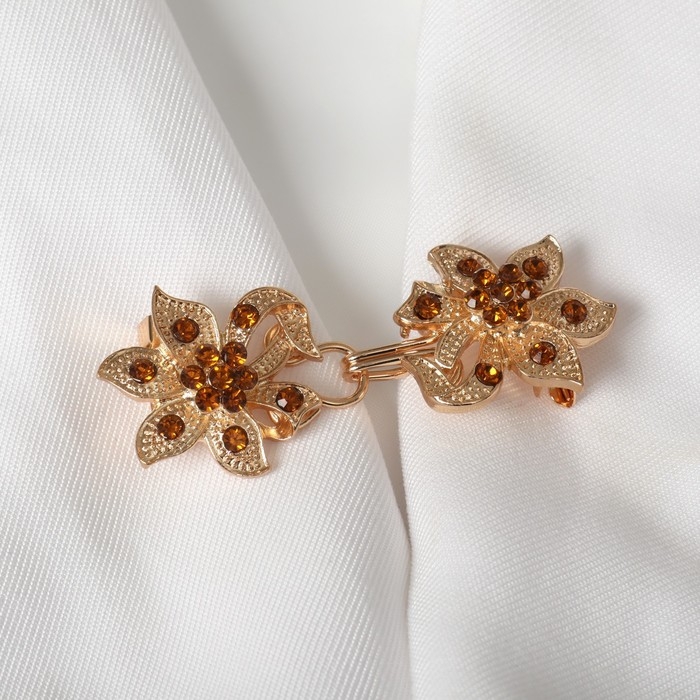 Зажим для кардигана &laquo;Цветок&raquo; блестящий, цвет золото