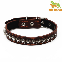 Ошейник кожаный на синтепоне "Ёж", 56 х 2.5 см, ОШ 35-45 см, коричневый Ошейник кожаный на синтепоне "Ёж", 56 х 2.5 см, ОШ 35-45 см, коричневый