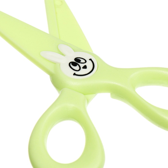 Ножницы 11,8см пластиковые ручки, закругленные концы лезвий, Зайчик зеленый CALLIGRATA