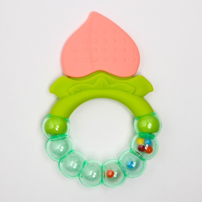 Прорезыватель силиконовый &laquo;Персик&raquo;, с погремушкой, Крошка Я