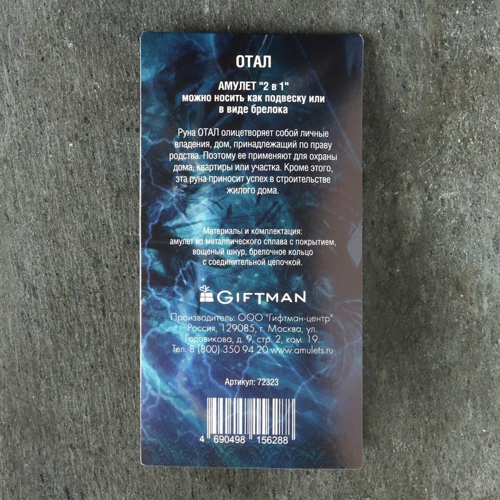 Амулет Амулет "Скандинавские Руны", руна ОТАЛ, 21х29мм, металлический