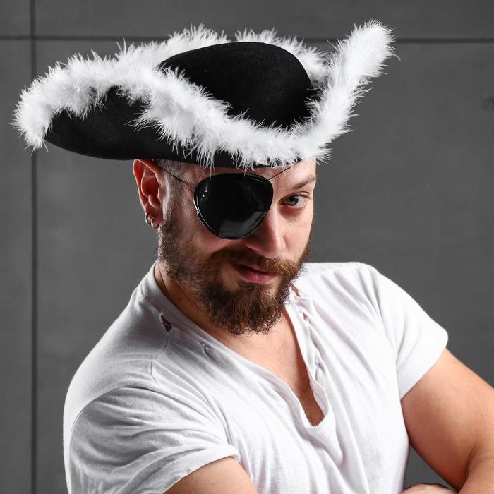 Карнавальная шляпа &laquo;Треуголка&raquo;, белый пух, р. 56-58
