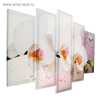 Часы настенные, модульные, серия: Цветы, "Белая орхидея", 80х140  см