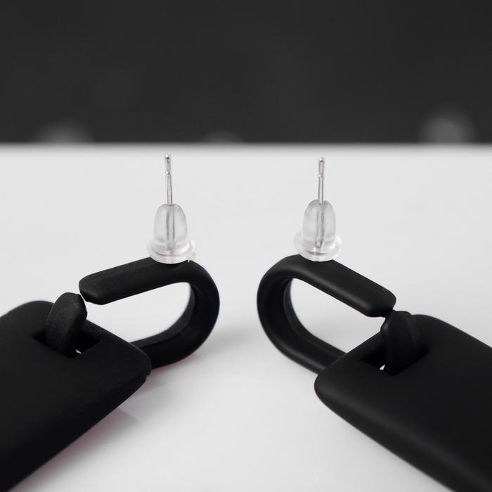 Серьги металл &laquo;Прямоугольник&raquo; плита, цвет чёрный