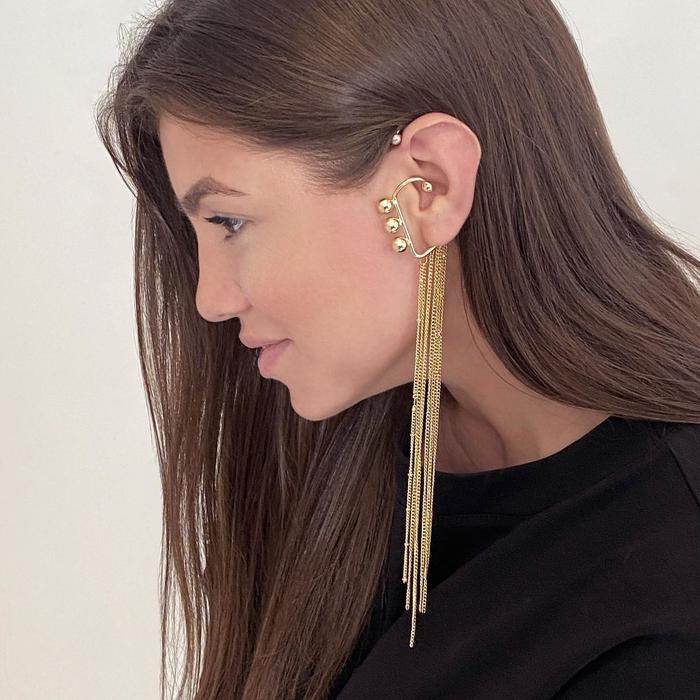 Серьга &laquo;Кафф&raquo; водопад, цвет золото