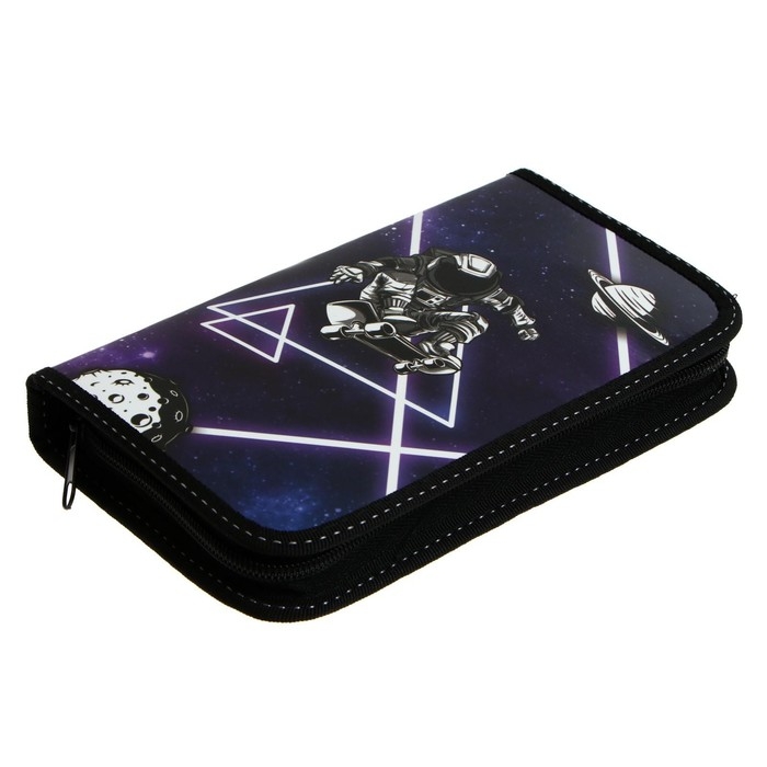 Пенал 1 секция, 115 х 205 мм, с наполнением 16 предметов, Calligrata Пенал 1 секция, 115 х 205 мм, с наполнением 16 предметов, Calligrata "Космос" ламинированный картон, 30П26/set