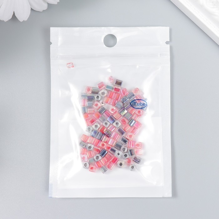 Бисер стекло 6/0 "Кубик. Полупрозрачный. Розово-серый" 10 гр