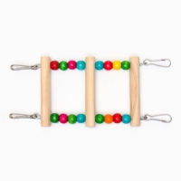 Игрушка для птиц "Лесенка с бусинами" 3 ступени, 23 см, микс цветов