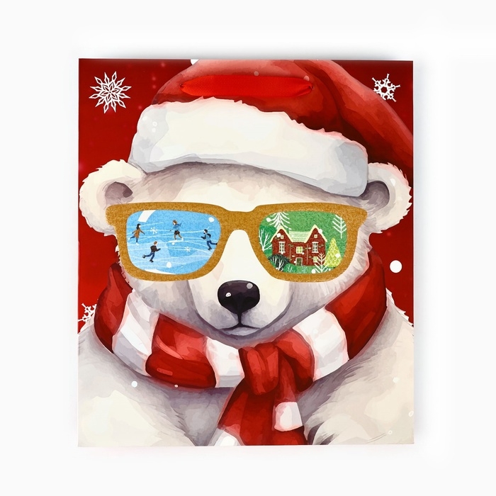 Пакет подарочный новогодний ламинированный &laquo;Медвежонок&raquo;, конгрев, M 30 х 26 х 9 см, Новый год