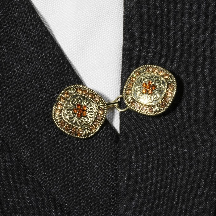 Зажим для кардигана «Этнос», цвет коричневый в чернёном золоте Зажим для кардигана «Этнос», цвет коричневый в чернёном золоте