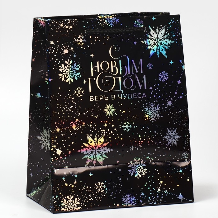Пакет голографический &laquo;Танец снежинок&raquo;, 18 х 23 х 10 см