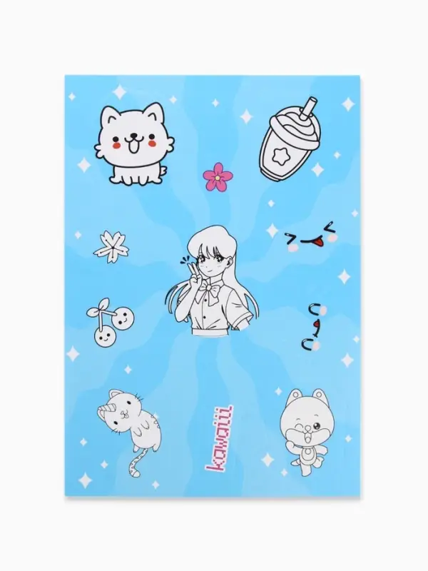 Наклейки детские, раскраска, 3 листа, А5 &laquo;Аниме&raquo;