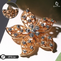 Брошь &laquo;Цветок&raquo; пожелание, цвет белый в золоте