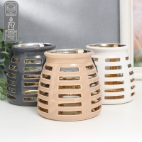 Подсвечник керамика на 1 свечу "Фонарь. Полосы" внутри золото МИКС 11,5х11,5х11 см Подсвечник керамика на 1 свечу "Фонарь. Полосы" внутри золото МИКС 11,5х11,5х11 см