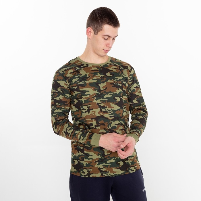 Лонгслив мужской с начёсом, цвет МИКС камуфляж коричнево-зелёный, размер 48 Лонгслив мужской с начёсом, цвет МИКС камуфляж коричнево-зелёный, размер 48