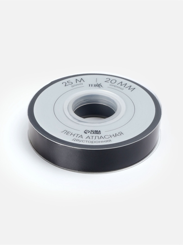 Лента атласная двухсторонняя №0030 20мм*25&plusmn;1м чёрный TR