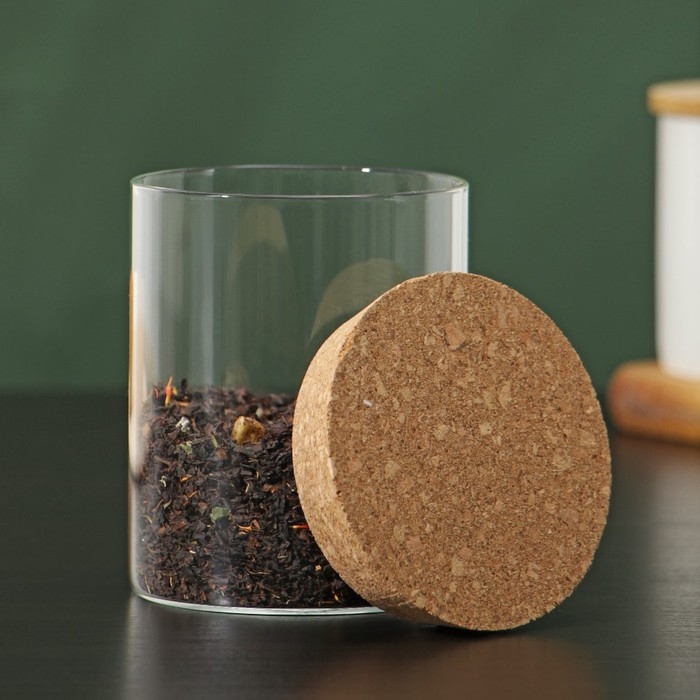 Банка стеклянная для сыпучих продуктов с пробковой крышкой &laquo;Классика&raquo;, 450 мл, 8,5&times;11 см