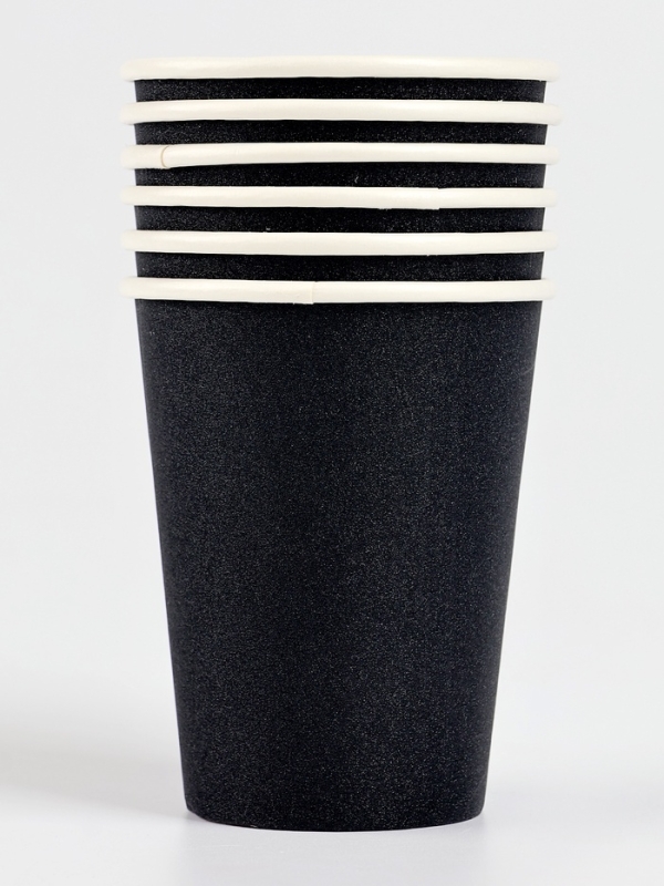 Набор бумажной посуды, цвет чёрный, набор 12 шт.