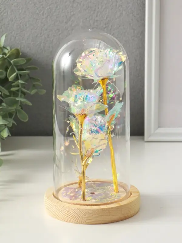 Сувенир свет "3 розы в колбе" LED 3хААА серебристый 11х11х22 см