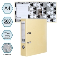 Папка-регистратор, Calligrata, А4, 75 мм, ламинированная, бежевая