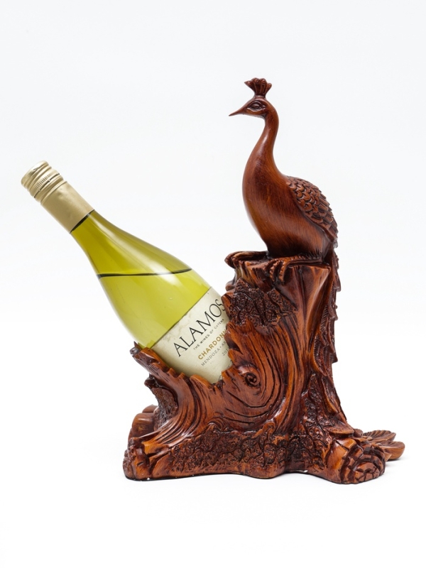 Подставка для бутылки "Павлин" под дерево, 23х15х33см