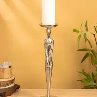 Подсвечник "Цивилизация" 13х13х 41 см, алюминий, цв. серебро