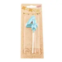 Свеча в торт на шпажке &laquo;Алмаз&raquo;, цифра 4, голубая, 5 см