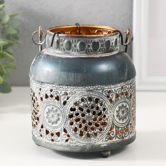 Подсвечник металл на 1 свечу "Восточное цветение" d=3,7 см 11,5х11,5х13 см