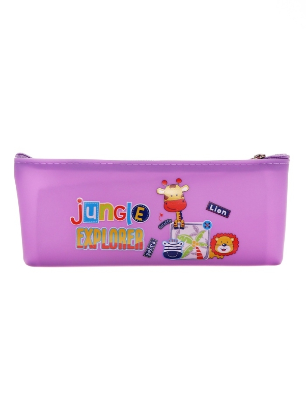 Пенал школьный на молнии  Зверушки Сиреневый