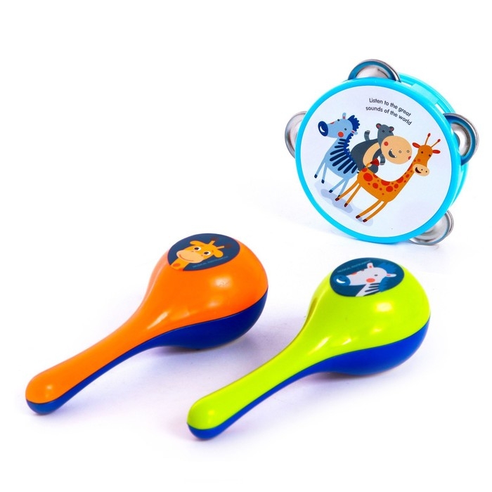 Набор музыкальных инструментов &laquo;Зверята&raquo;, 3 предмета, в пакете